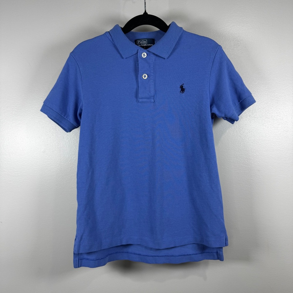 Polo Ralph Lauren Boys Blue Short Sleeve Cotton Pique Polo Shirt Sz 6 Preppy
